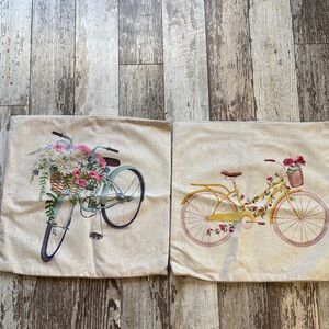 Floral Bicycle Square Pillow Covers